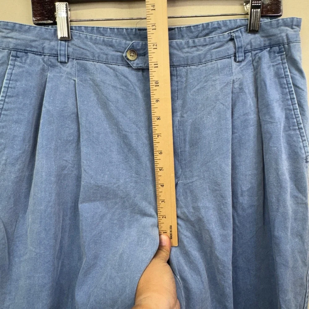 John Martin Pleated Cotton Pants 35x32 Blue Vintage Grandpa Core Casual Chinos